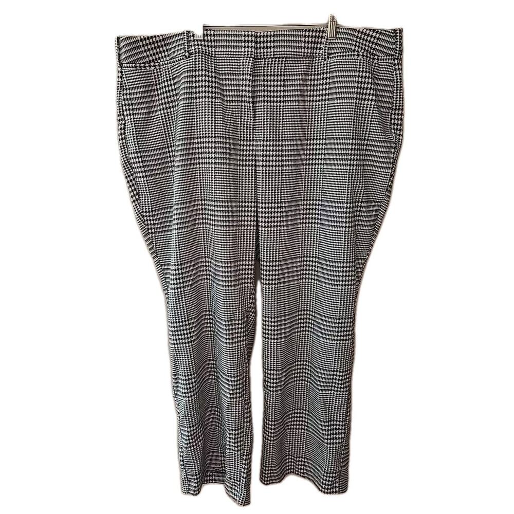 NWT Lane Bryant Black Houndstooth Drape Straight Mid Rise Pants‎ Womans Size 24S